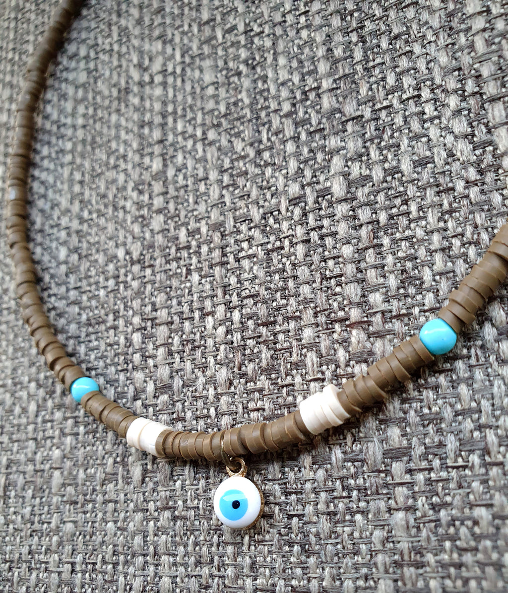 the Brown Eye of Sahara necklace in close up